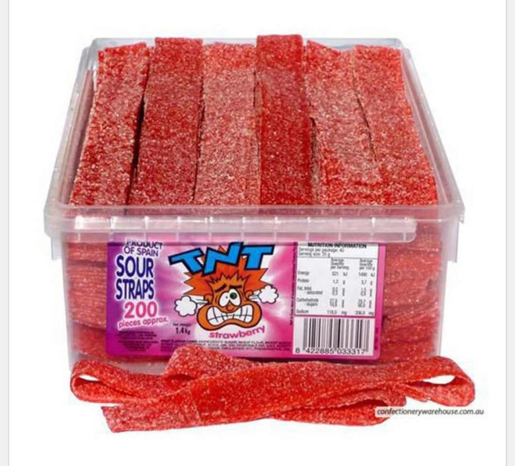 Tnt Sour Straps Strawberry 200grams